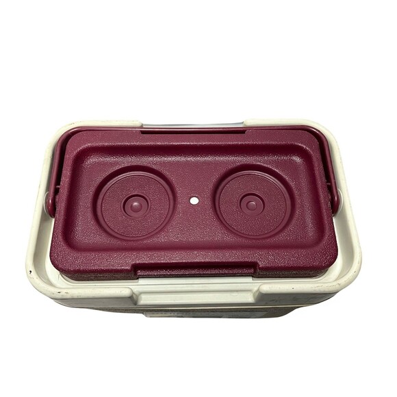 Vintage Thermos L'il SunPacker 6.5 Qt Burgundy Beach Pool Cooler Lock Lid USA - Picture 6 of 10